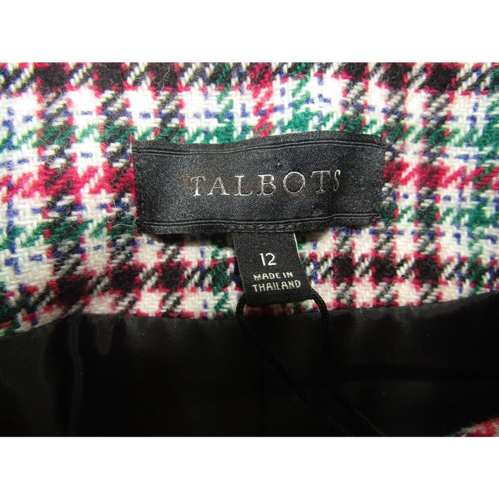 Talbots Women's 12 Plaid Wool Blend Blazer Jacket Pink Green Red Houndstooth - Picture 5 of 8